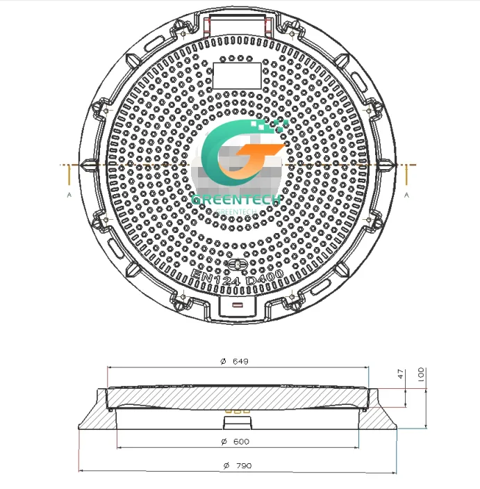 Tapa de alcantarilla abatible de composite SMC de 600 mm 1