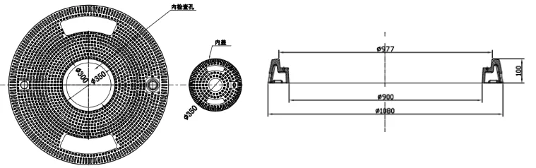 Clear Opening 900mm Round SMC Manhole Cover and Frame With Central Hatch (24)