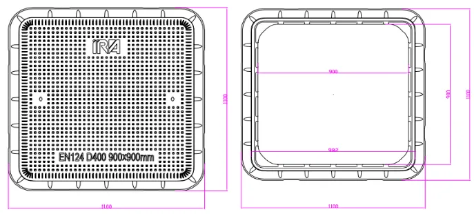 Clear Opening 900x900 Square SMC Manhole Cover and Frame (9)