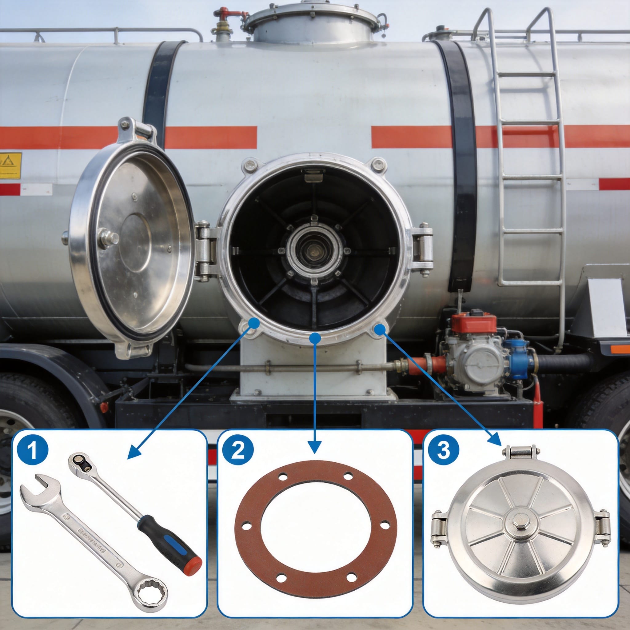 Safety inspection of fuel unloading handhole cover area