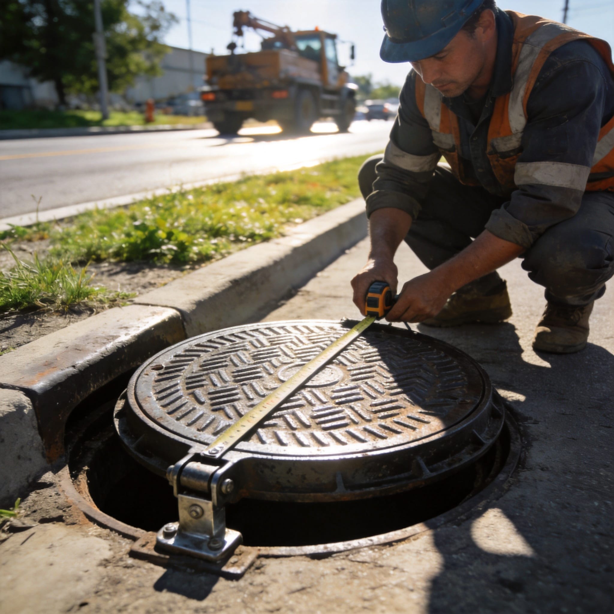 Diagram of manhole cover sizes from 18 to 36 inches