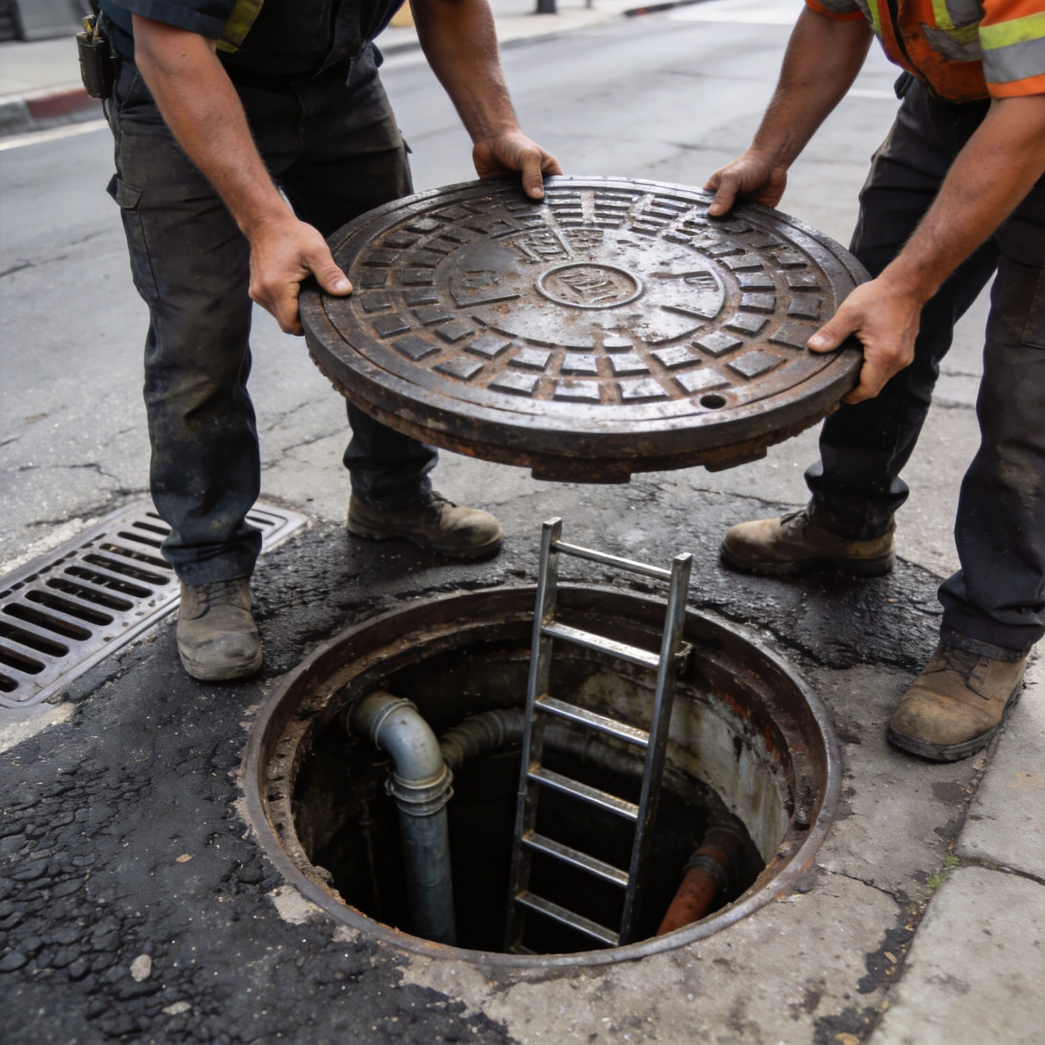 Manhole cover safety warning sign