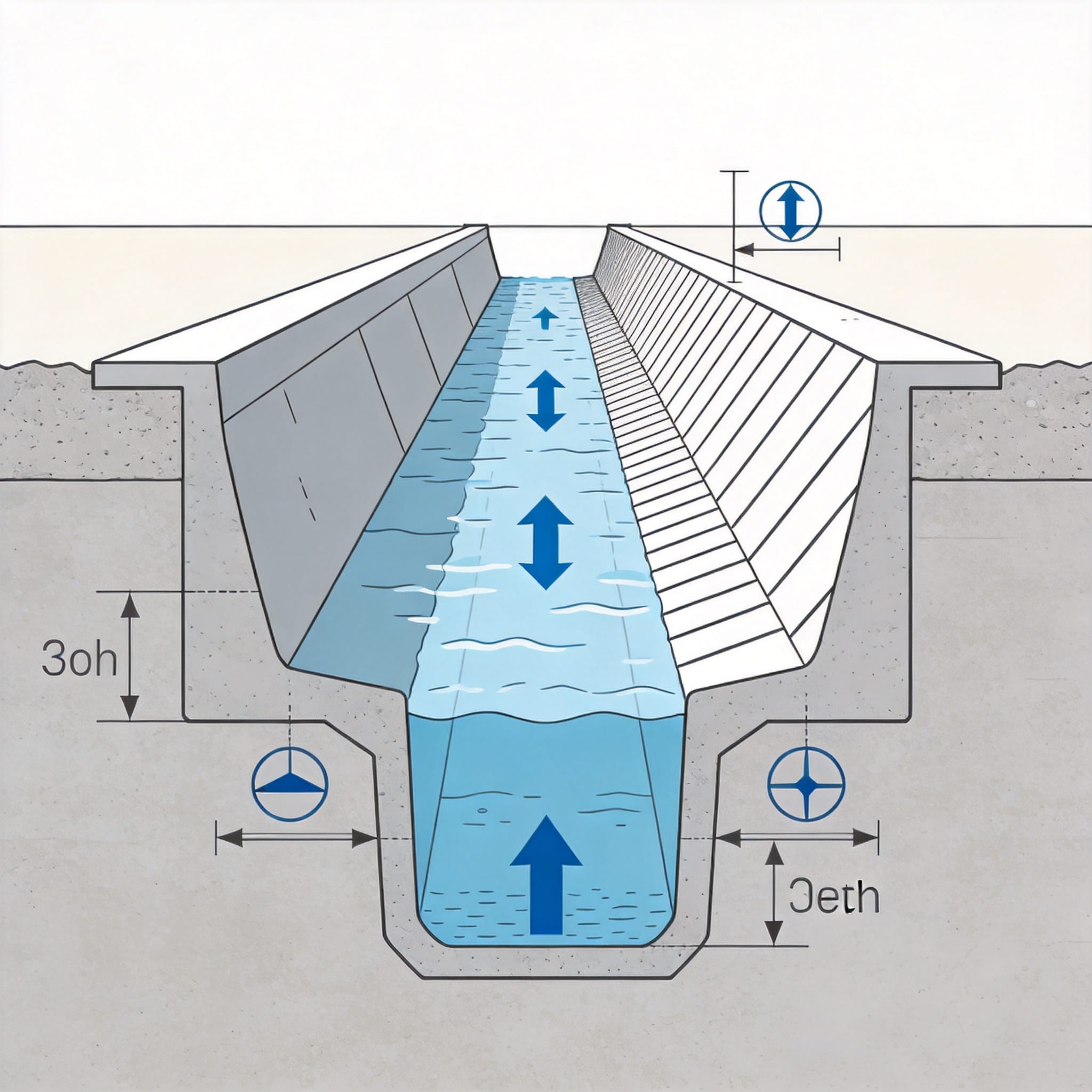 Manning's equation variables for open channel flow calculation