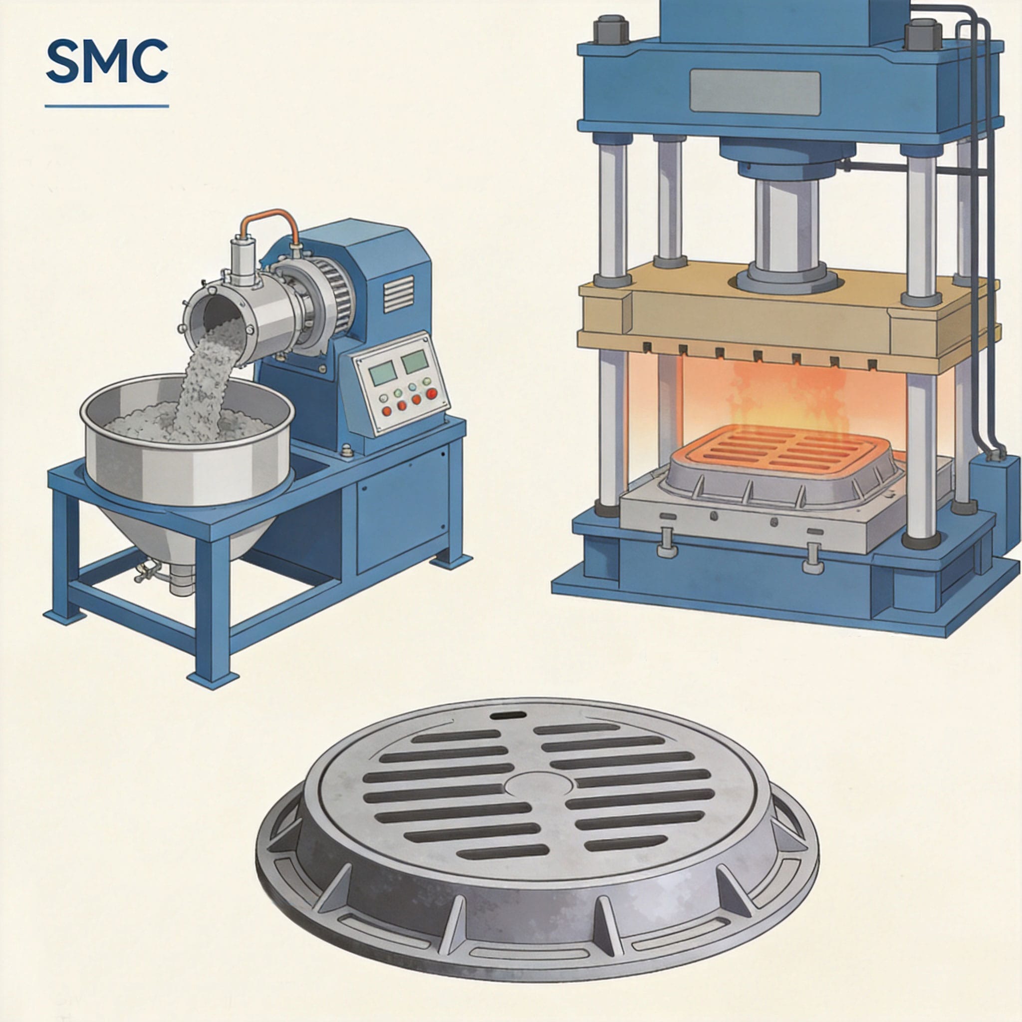 Manufacturing line for sheet moulding compound production